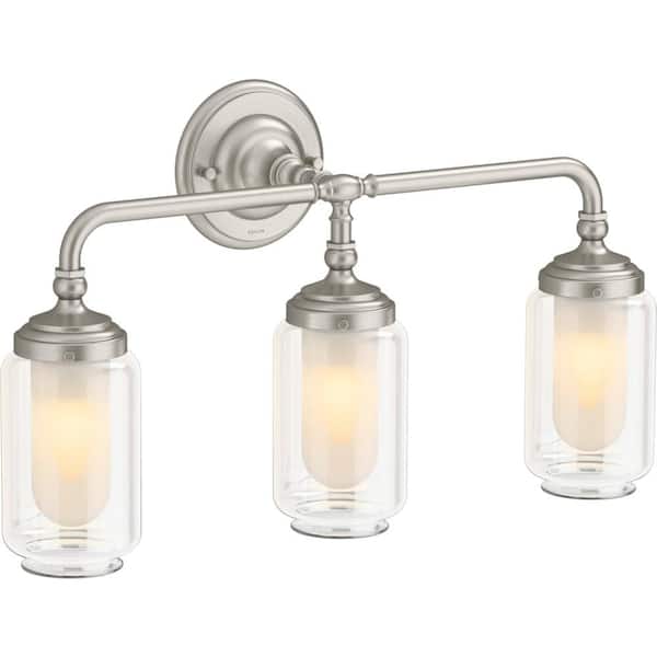 KOHLER Artifacts 3-Light Brushed Nickel Wall Sconce