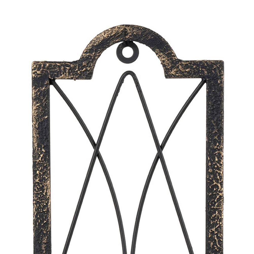 Set of 2 Rustic Black and Gold Metal Wall Candle Sconces