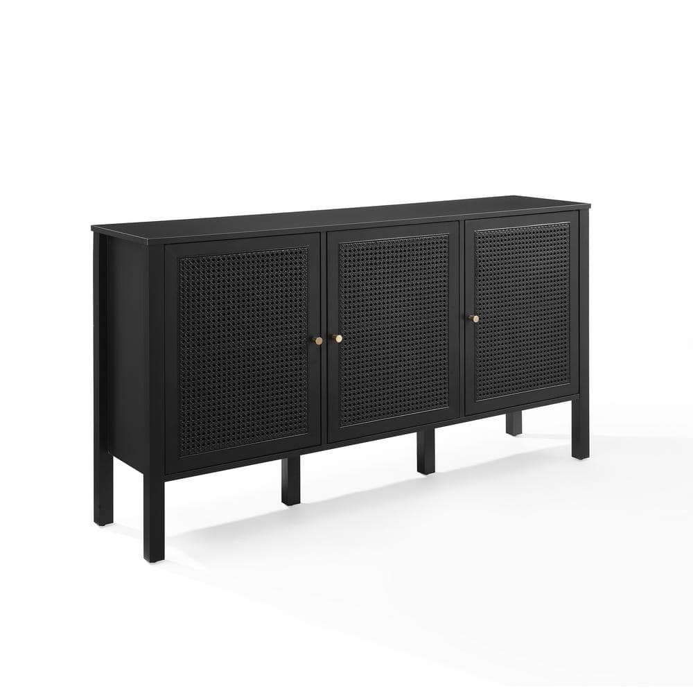 Perry Black Matte MDF Sideboard with Poly-Rattan Mesh Doors