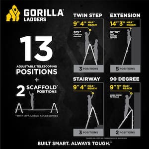 14 ft. Reach MPXW Aluminum Multi-Position Ladder with Wheels, 375 lbs. Load Capacity Type IAA Duty Rating