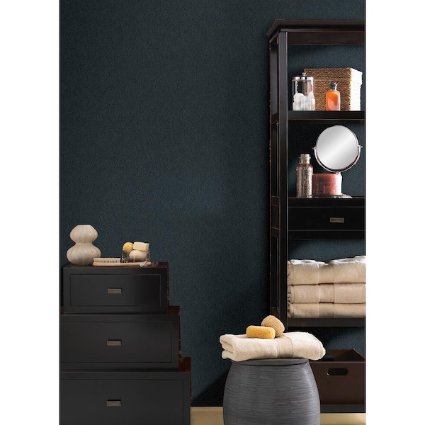 Blue Elbert Navy Zig Zag Vinyl Non-pasted Textured Wallpaper