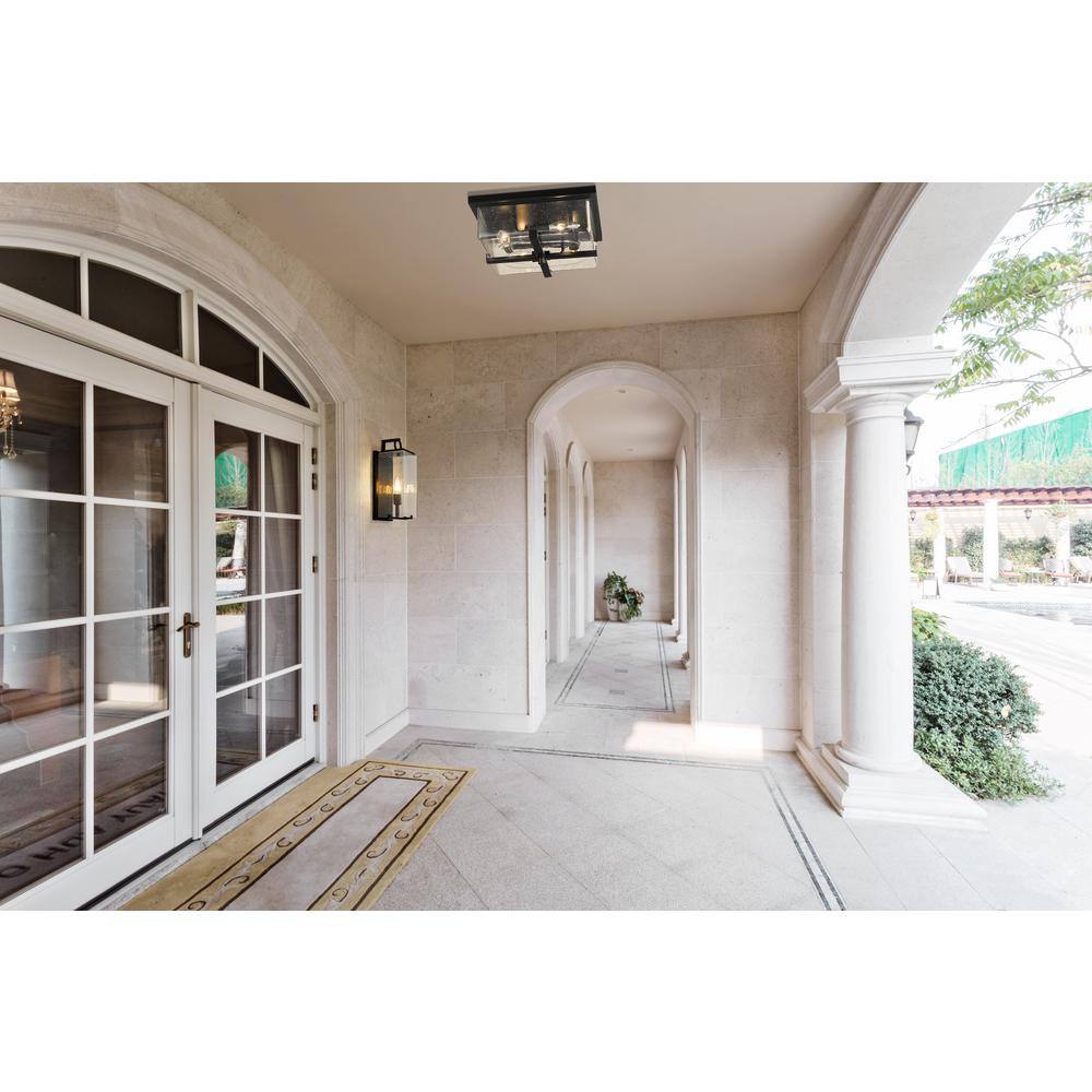 Matte Black Outdoor Sconce with Artisanal Glass Shade