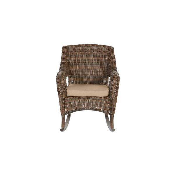 Hampton Bay Cambridge Brown Wicker Outdoor Patio Rocking Chair with ...