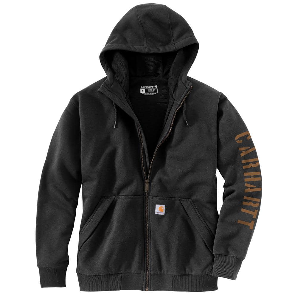 Carhartt Men's Extra-Large Black Cotton/Polyester Rain Defender Loose Fit  Fleece-Lined Logo Graphic Sweatshirt 105443-BLK - The Home Depot