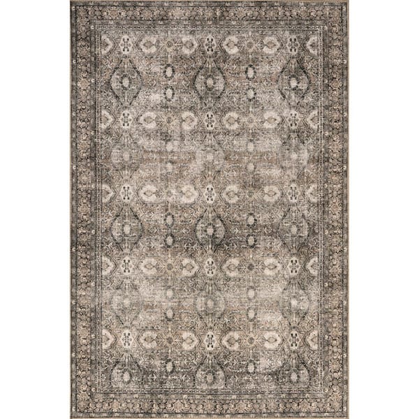 Hillstone Brown 7 ft. 10 in. x 10 ft. Traditional Vintage Medallion Area Rug