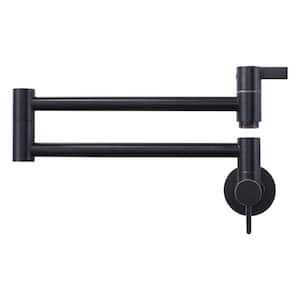 Brass Wall Mounted Pot Filler with 2-Handles and Standard 1/2 NPT Threads in Oil Rubbed Bronze