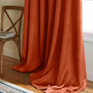 Lustre Mecca Orange Solid Woven Room Darkening Grommet Top Curtain, 52 in. W x 108 in. L (Set of 2)