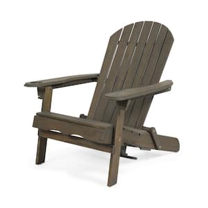 Grey Wood Outdoor Patio Adirondack Chair (Set of 1)