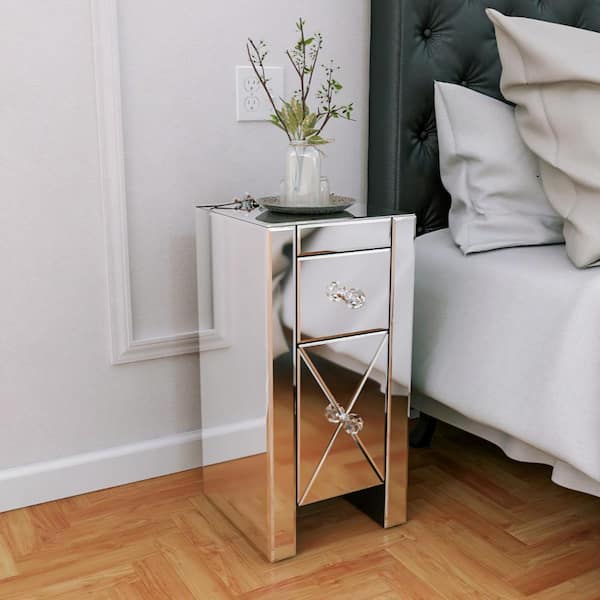 Small silver store bedside table