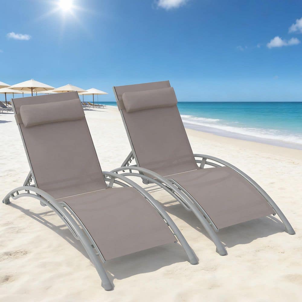2-Khaki Metal Outdoor Lounge Chair with Removable Pillow price history on PriceWatchPro