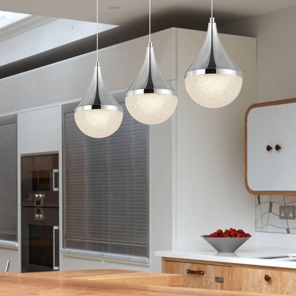 Elyse Chrome Teardrop 33" LED Linear Island Pendant