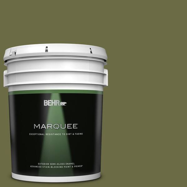 BEHR MARQUEE 5 gal. Home Decorators Collection #HDC-CL-20 Portsmouth Olive Semi-Gloss Enamel Exterior Paint & Primer