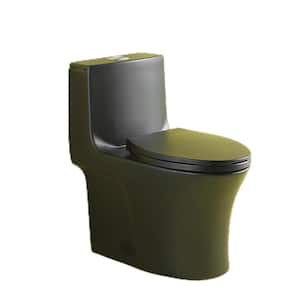 Toilet 1.1 GPF/1.6 GPF Dual Flush Elongated Toilet in Matt Black Seat Included 1-Piece
