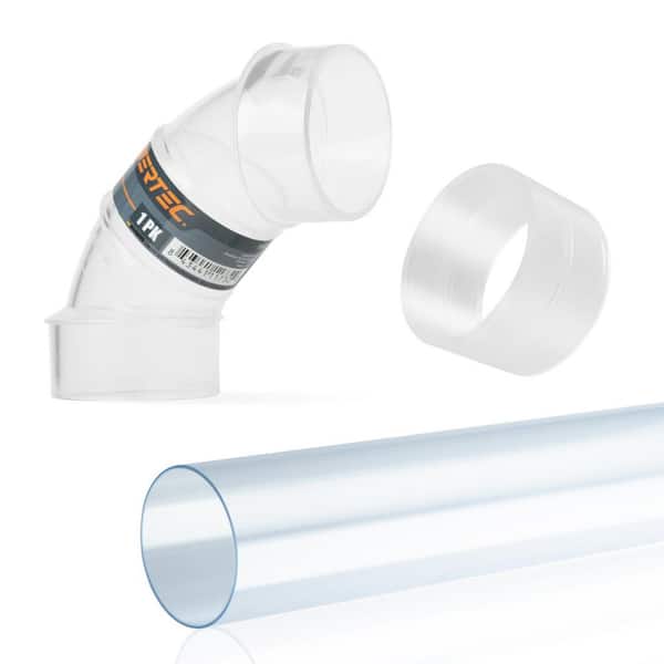 Clear PVC Pipe 2-1/2 in. x 36 ft. Long, 2-1/2 in. OD 90° Elbow and Pipe Coupling for Dust Collection Systems