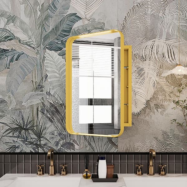 16 in. W x 24 in. H Rectangular Metal Medicine Cabinet with Mirror