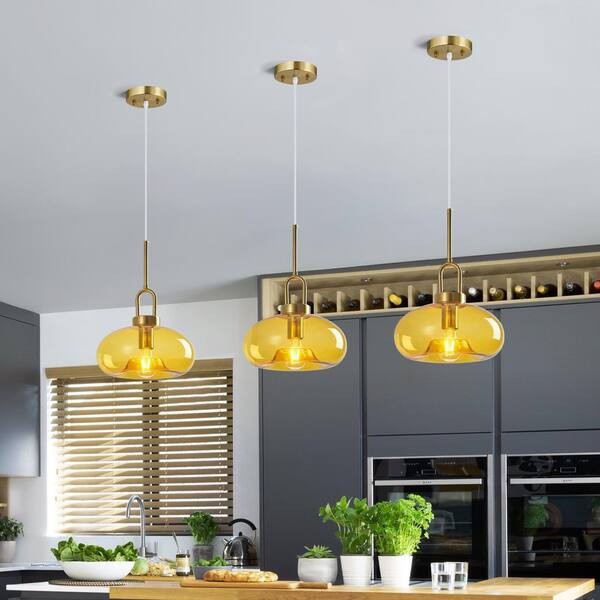 Do Craft ペンダントライト イエロー ZHLWIN Yellow Glass Pendant Lights Kitchen Island Gold Pendant