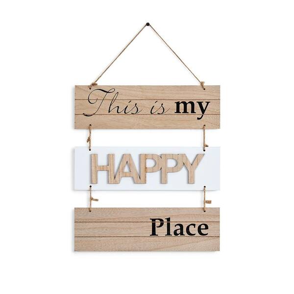 DANYA B Inspirational This Is My Happy Place Sectioned Wooden Wall Plaque Sign