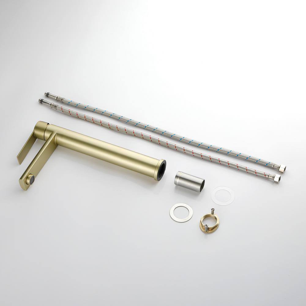 Brushed Gold Single Handle Tall Vessel Sink Faucet