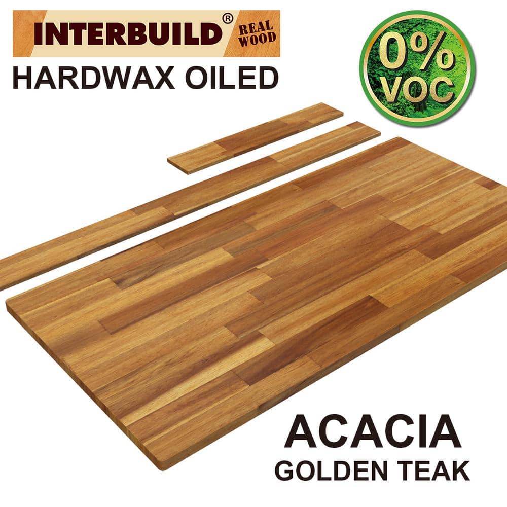 Interbuild 85 in. x 24 in. x 1 in. Acacia Vanity Top with Backsplash, Golden Teak 674692 - The Home Depot