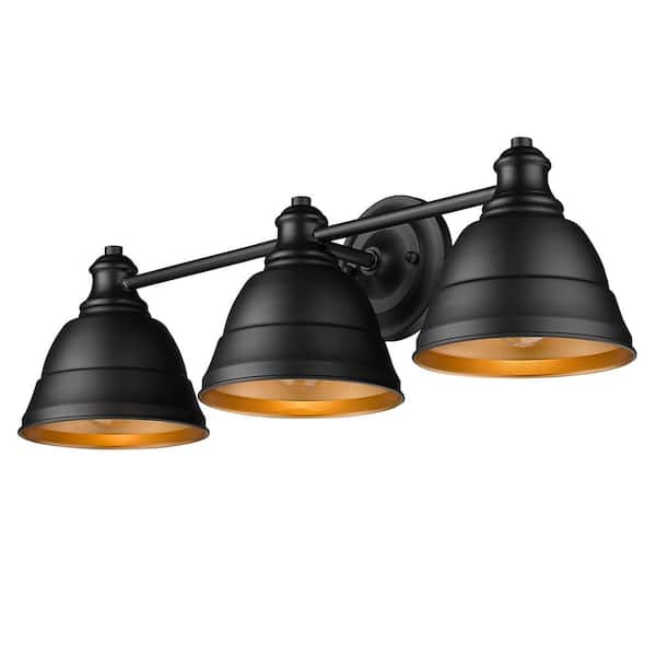 Golden Lighting Rebel 24.25 in. 3-Light Matte Black Vanity Light