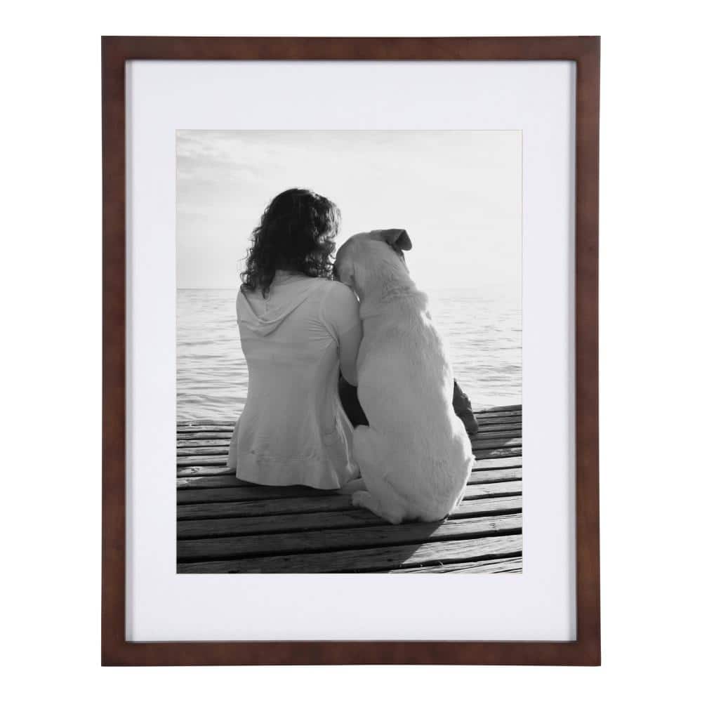 Walnut Brown Classic Wood Wall Frame Set 15x19"
