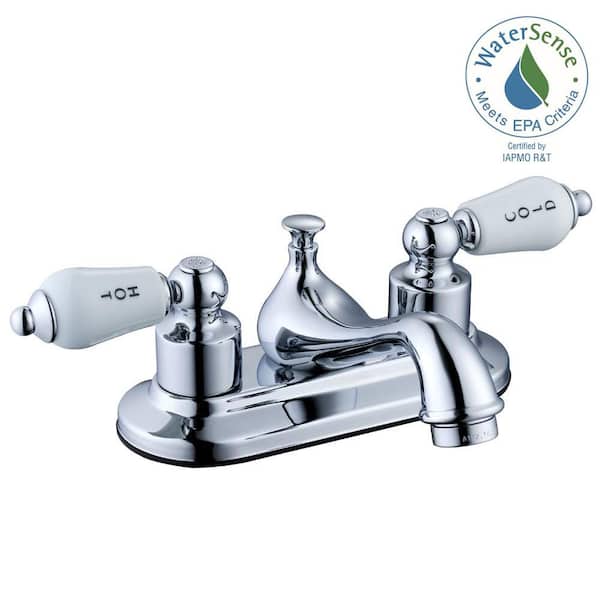 Glacier Bay Teapot 4 in. Centerset 2-Handle Low-Arc Bathroom Faucet in Chrome