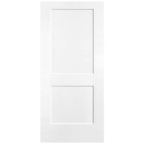 Masonite 36 in. x 80 in. 2-Panel Logan Single Bore Solid Core Ultra-Pure White Molded Composite Interior Door Slab