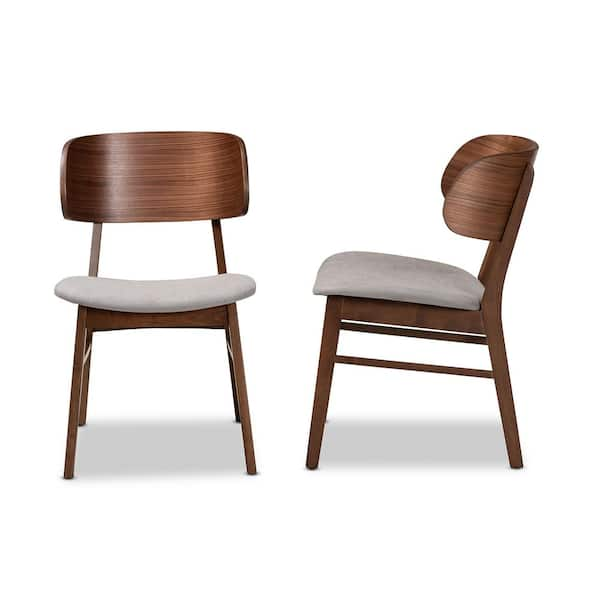 Baxton Studio Alston Grey and Walnut Brown Dining Chair Set of 2