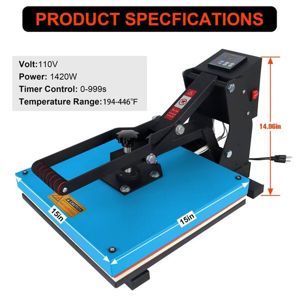 15.2x11.6 Inch Heat Press Machine With Digital Control – Slide-Out Drawer For T-Shirts & Sublimation