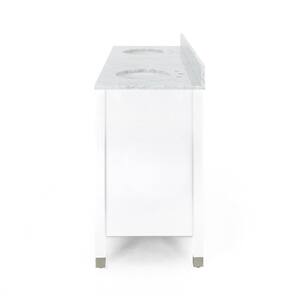 Halston 72 in. W x 22 in. D Bath Vanity with Carrara Marble Vanity Top in White with White Basin