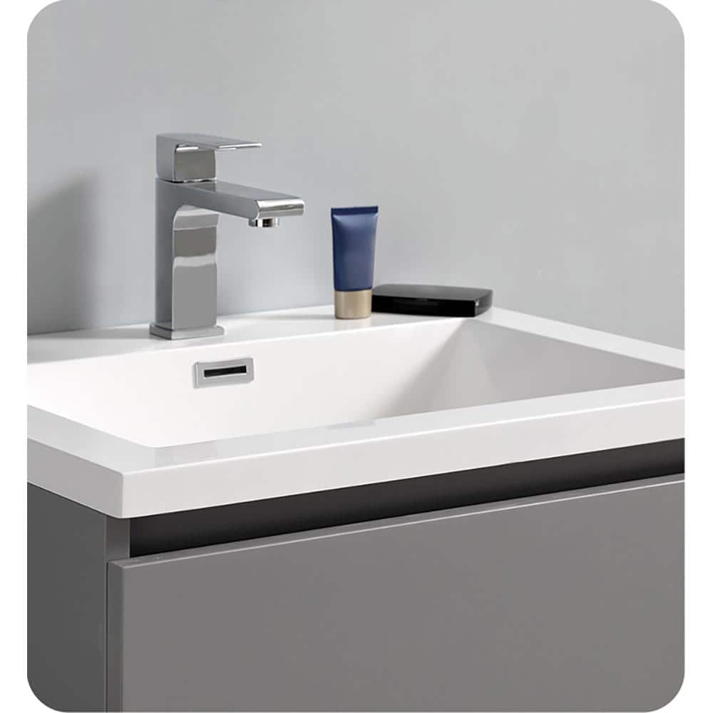 Gray 24" Solid Wood Freestanding Bathroom Vanity Cabinet