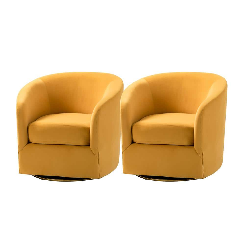 mustard swivel armchair