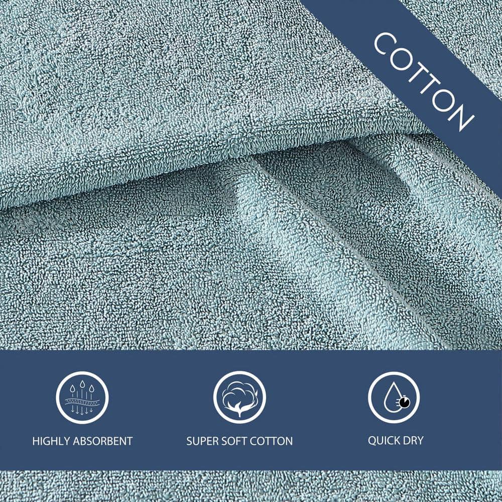 Turquoise Cotton Hand Towel Set with Plain Weave, 2 Pieces