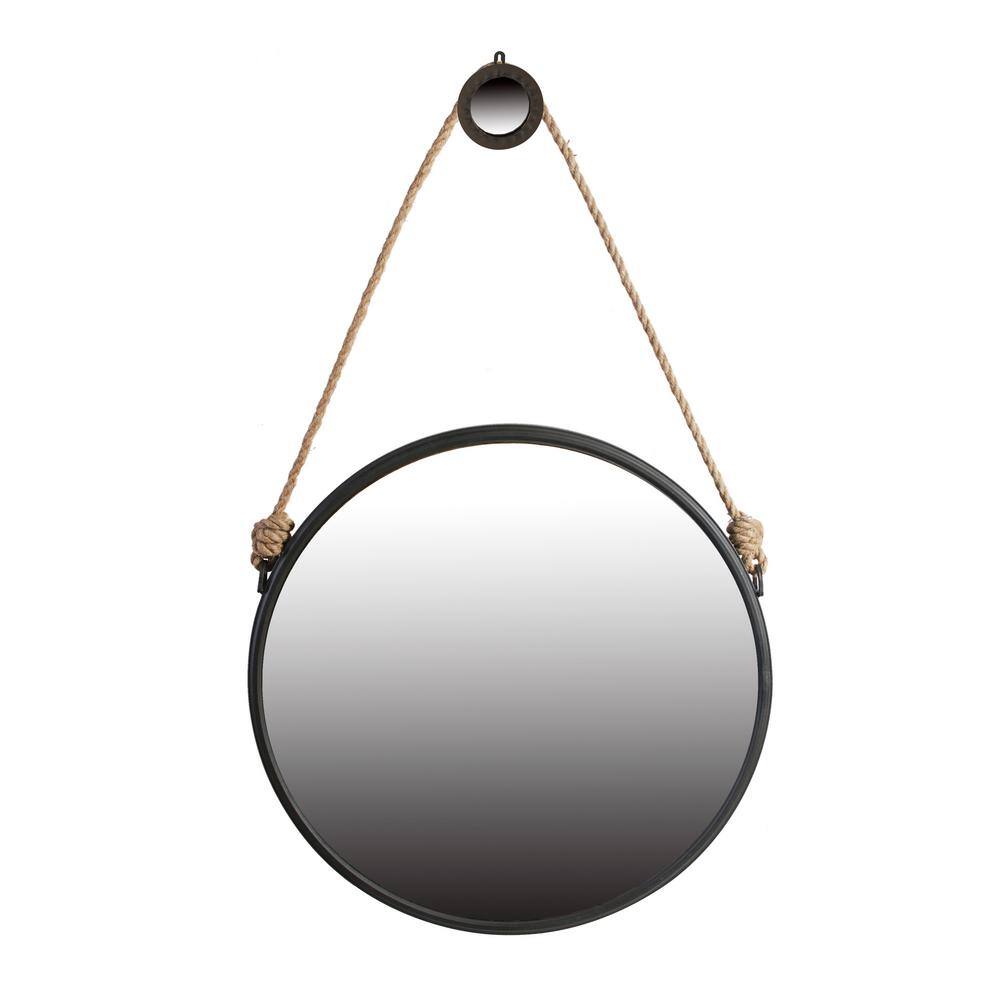 29.5 in. W x 29.5 in. H Round Framed Wall Bathroom Vanity Mirror in Black w