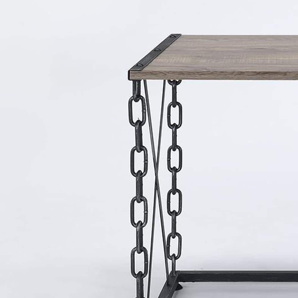 Jodie Rustic Oak & Antique Black Industrial Console Table