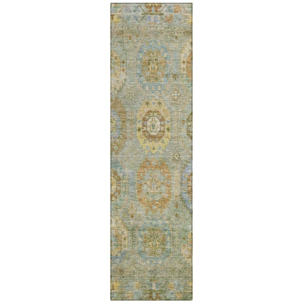 Addison Rugs Chantille Machine Washable Indoor/Outdoor Abstract ACN2227 Aloe 2 ft. 3 in. x 7 ft. 6 in. Runner Rug