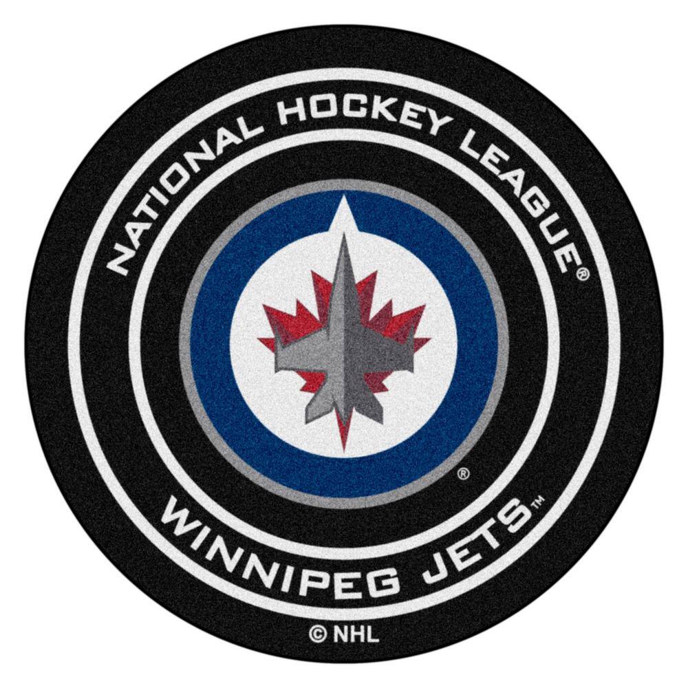 FANMATS Winnipeg Jets Black 27 in. Round Hockey Puck Mat 10517