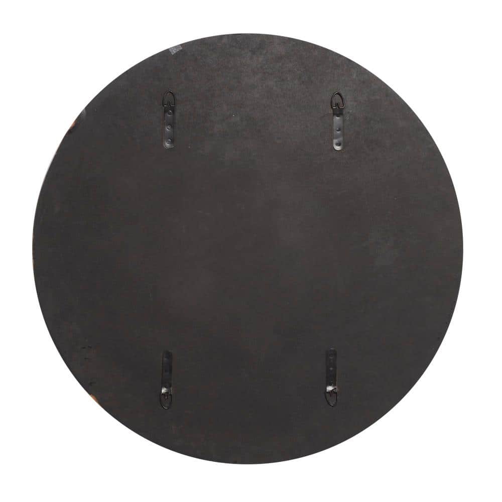 28" Frameless Round Wall Mirror with Black Stone Accent