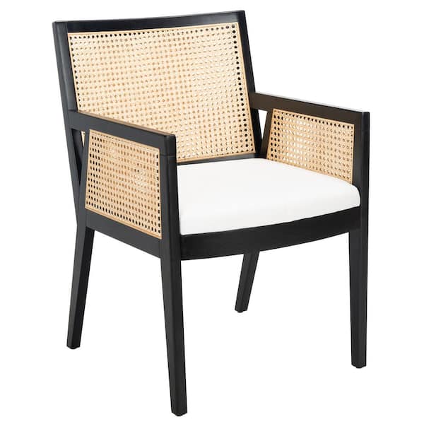 SAFAVIEH Malik Black/Natural 18.9 in. Wood Dining Chair