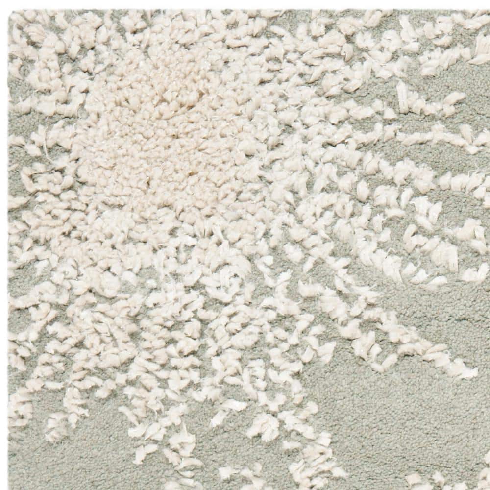 Grey and Ivory Hand-Tufted Wool Area Rug