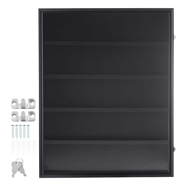 35 Graded Sports Card Display Case, Black Frame with UV Protection Clear Panel and Wall Cabinet, 24.3 x 30.5 x 2.1 in.