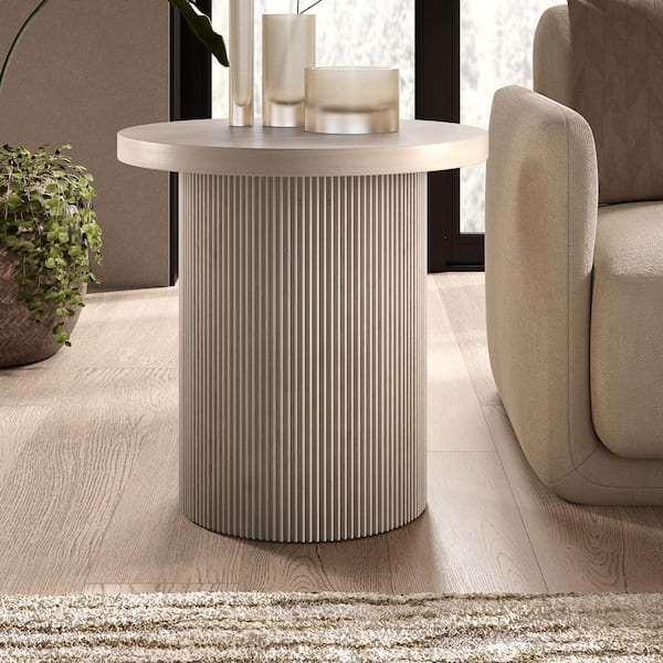 Isa 22 in. Alder White Round MDF Top End Table