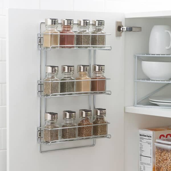4 Tiers Metal Kitchen Storage Shelf Spice Rack Wall Mounted Organizer Holder 