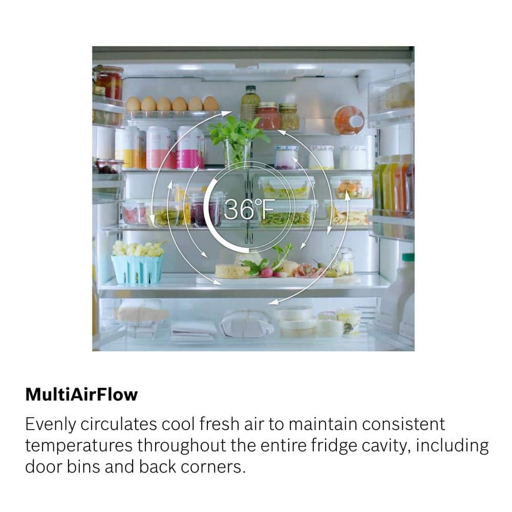 36 Inch Stainless Steel Smart French Door Refrigerator with Ice Maker