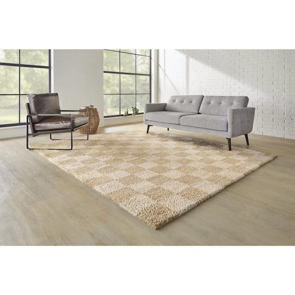 Harley Cream 4 ft. 4 in. x 6 ft. Checkered Area Rug