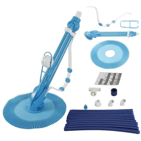 Auto Swimming Pool Cleaner with Regulator Valve & 10pcs Durable Hose, Suitable for In Ground Pool with Pump in Blue