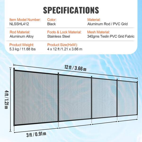 Removable Pool Fence – 4 Ft X 72 Ft, For Inground Pools, Outdoor Safety Barrier