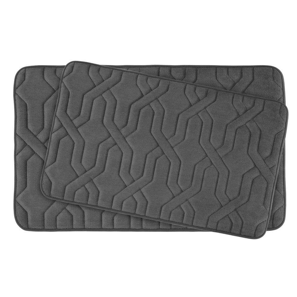 Drona Dark Gray Memory Foam 2-Piece Bath Mat Set