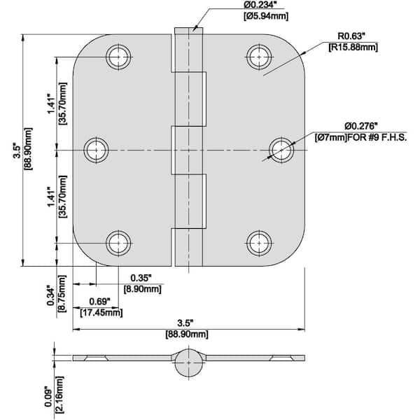 Door Hinges Dimensions & Drawings