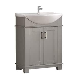 Hudson 30 in. W Traditional Bathroom Vanity in Gray with Ceramic Vanity Top in White with White Basin